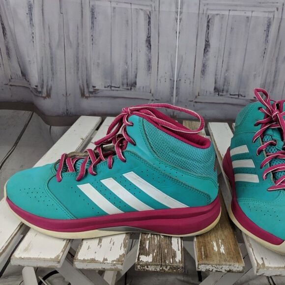 Adidas kids Q16038 shoes hi-tops sneakers green pi - Picture 1 of 8